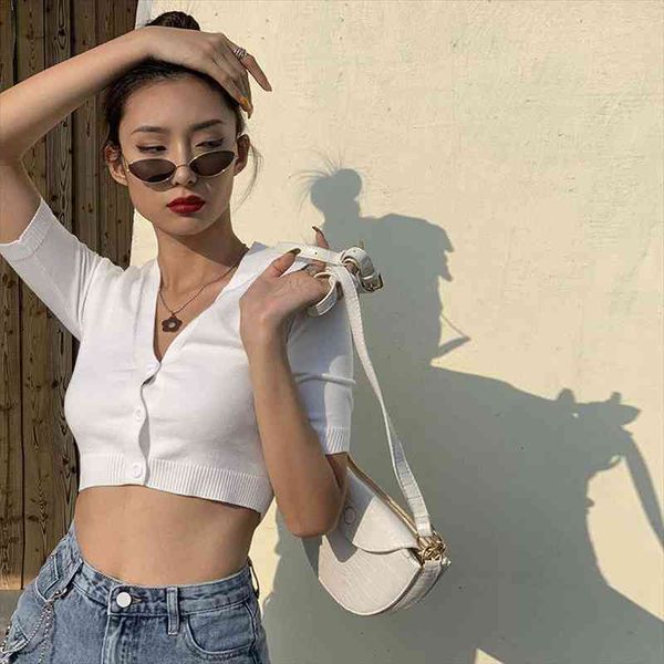 short cardigan sweater women summer short sleeve v-neck knitted thin single breasted sweater lady cropped jumper, White;black 
short cardigan sweater women summer short sleeve v-neck knitted thin single breasted sweater lady cropped jumper, White;black