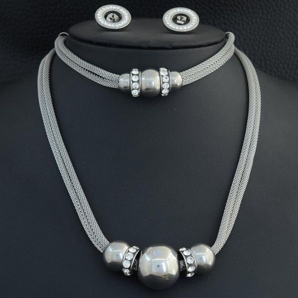 earrings & necklace joyas fashion stainless steel charm with ball pendant and bracelet round jewelry set for women sedlatci, Silver
earrings & necklace joyas fashion stainless steel charm with ball pendant and bracelet round jewelry set for women sedlatci, Silver