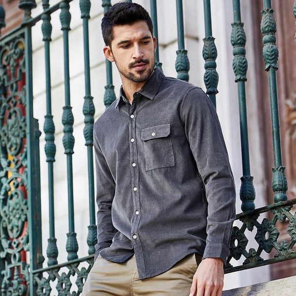 men's casual shirts spring thick 100% cotton gray pocket shirt men dress slim fit long sleeve male brand clothes, White;black
men's casual shirts spring thick 100% cotton gray pocket shirt men dress slim fit long sleeve male brand clothes, White;black