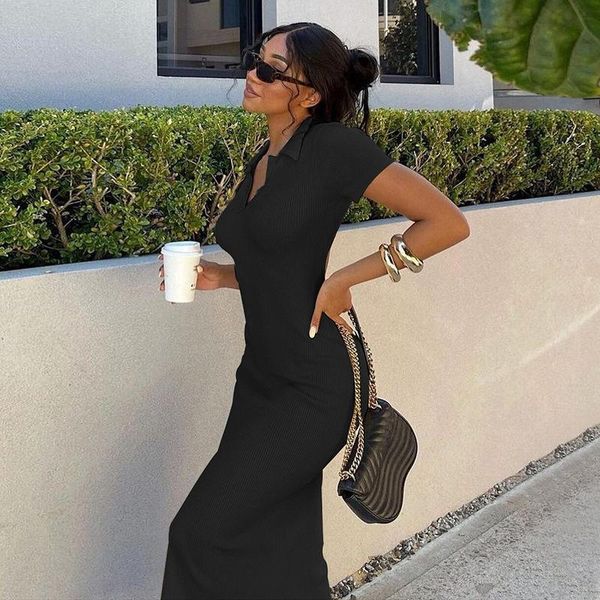 casual dresses 2021 summer style female lapel short-sleeved backless fashion slim split dress, Black;gray
casual dresses 2021 summer style female lapel short-sleeved backless fashion slim split dress, Black;gray