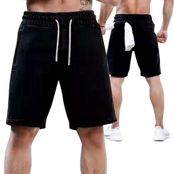 men's shorts summer fitness sports solid color casual pants pockets five-point, White;black
men's shorts summer fitness sports solid color casual pants pockets five-point, White;black