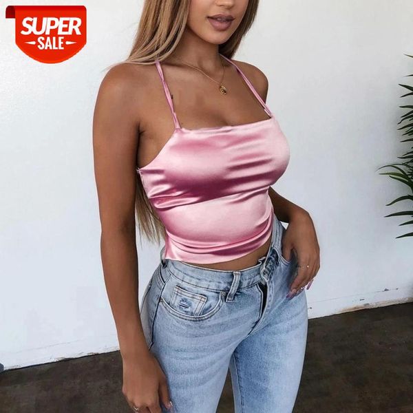 2020 new fashion women style satin silk backless back bandage vest blouse strappy summer beach cami tank #xe7a, White
2020 new fashion women style satin silk backless back bandage vest blouse strappy summer beach cami tank #xe7a, White