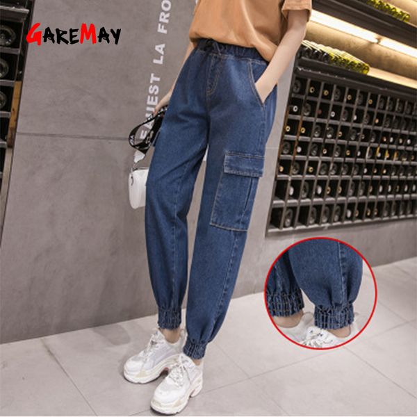 spring blue high waist cargo jeans plus size beam foot pants streetwear elasticated loose boyfriend trousers 210428
spring blue high waist cargo jeans plus size beam foot pants streetwear elasticated loose boyfriend trousers 210428