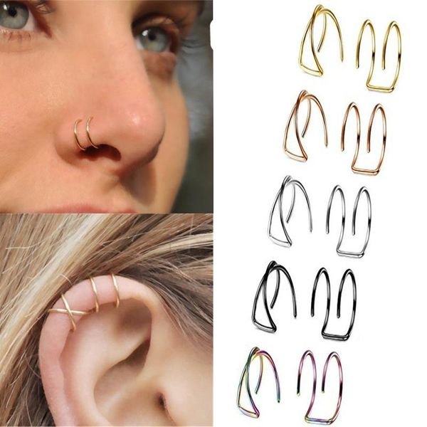 clip-on & screw back punk stainless steel 20 gauge ear cuff non-pierced clip on earrings fake nose cartilage ring 10pcs/lot, Silver
clip-on & screw back punk stainless steel 20 gauge ear cuff non-pierced clip on earrings fake nose cartilage ring 10pcs/lot, Silver