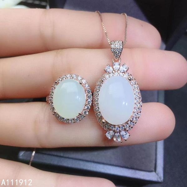 fine jewelry natural white jade 925 sterling silver women pendant necklace chain ring set support test classic bracelet, earrings &, Black 
fine jewelry natural white jade 925 sterling silver women pendant necklace chain ring set support test classic bracelet, earrings &, Black