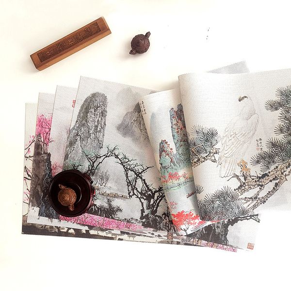 new dining table mat thermal insulation pvc landscape painting printed european l box coaster
new dining table mat thermal insulation pvc landscape painting printed european l box coaster