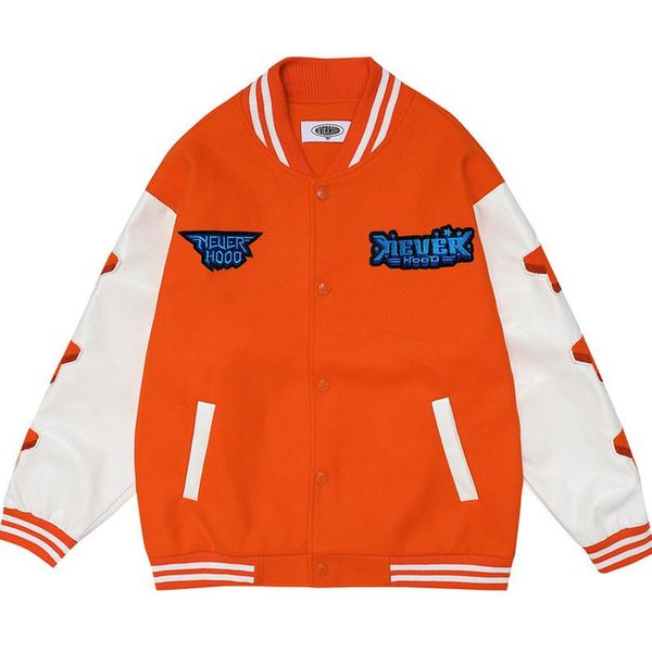 men's jackets men preppy varsity couple loose cotton letter embroidery contrast pu stitching sleeve baseball uniform simple, Black;brown
men's jackets men preppy varsity couple loose cotton letter embroidery contrast pu stitching sleeve baseball uniform simple, Black;brown