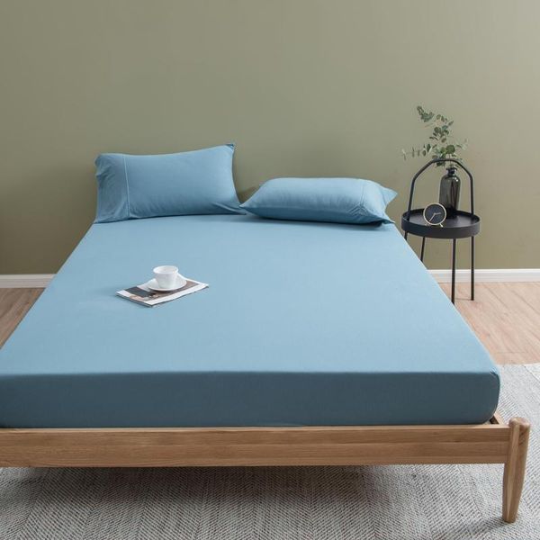 sheets & sets knitted cotton bed sheet blue solid color plain fitted with elastic sabanas de cama queen/king size linen
sheets & sets knitted cotton bed sheet blue solid color plain fitted with elastic sabanas de cama queen/king size linen
