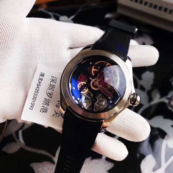 designer silver gold steel convex glass men's watch bubble black blue leather strap mechanical automatic 41mm, Slivery;brown
designer silver gold steel convex glass men's watch bubble black blue leather strap mechanical automatic 41mm, Slivery;brown