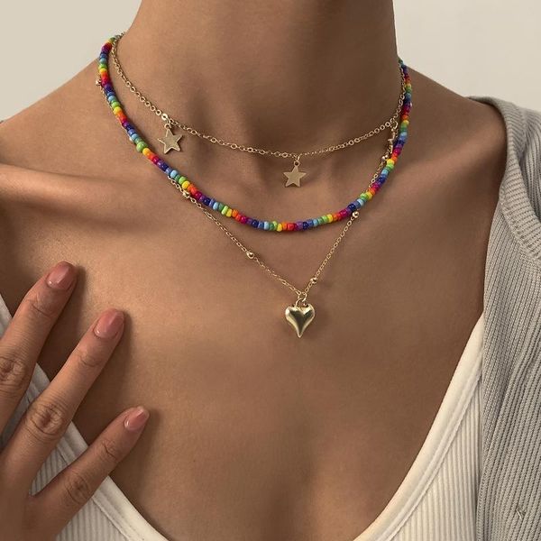 chains 2021 bohemian vintage star charms multilayer necklaces for women choker small colorful acrylic beads party fashion jewelry, Silver
chains 2021 bohemian vintage star charms multilayer necklaces for women choker small colorful acrylic beads party fashion jewelry, Silver