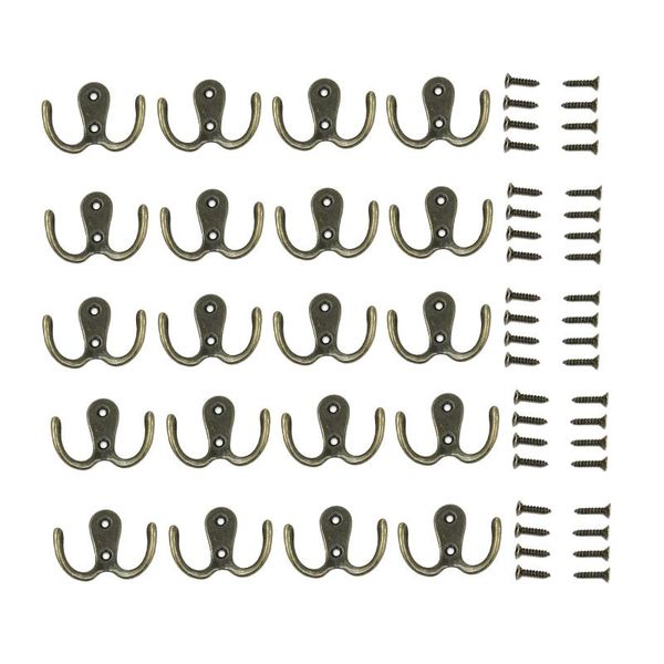 robe hooks 20 pieces double prong hook rustic retro cloth hanger with 40 screws, bronze color
robe hooks 20 pieces double prong hook rustic retro cloth hanger with 40 screws, bronze color