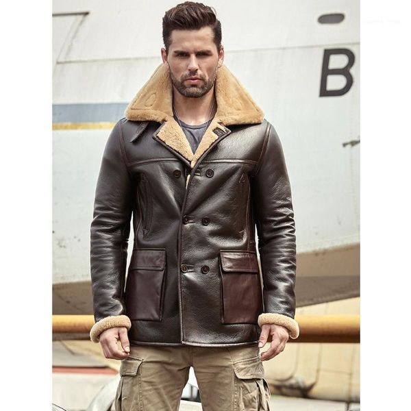 men's leather & faux 2021 mens b3 brown shearling jacket sheepskin coat long fur thick winter coats, Black
men's leather & faux 2021 mens b3 brown shearling jacket sheepskin coat long fur thick winter coats, Black