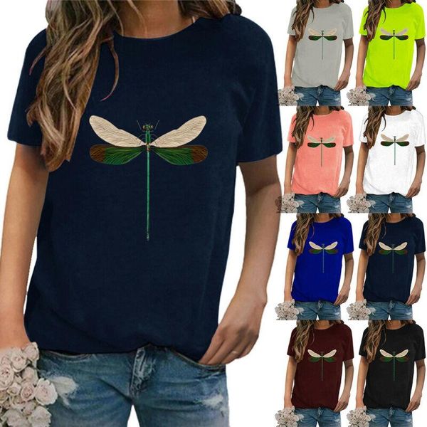women's t-shirt womens casual short sleeve dragonfly print crew-neck t-shirts summer tee uk, White
women's t-shirt womens casual short sleeve dragonfly print crew-neck t-shirts summer tee uk, White