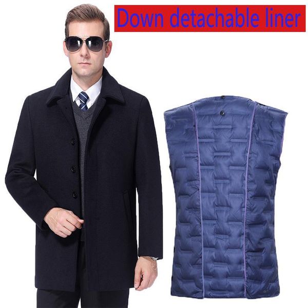 men's wool & blends men woolen overcoat thickened down detachable liner coat casual covered button thick plsu size mlxl 2xl 3xl, Black
men's wool & blends men woolen overcoat thickened down detachable liner coat casual covered button thick plsu size mlxl 2xl 3xl, Black