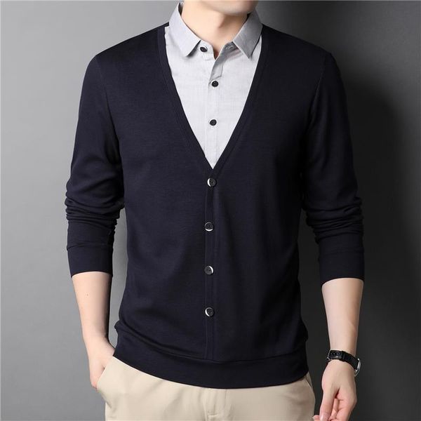men's sweaters autumn casual fake two-piece knitted cardigan classic style business fashion shirt collar slim-fit sweater male brand, White;black
men's sweaters autumn casual fake two-piece knitted cardigan classic style business fashion shirt collar slim-fit sweater male brand, White;black