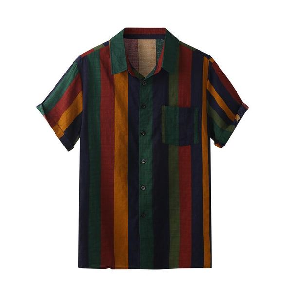 men's casual shirts summer man mens striped printed leisure short sleeve loose pocket men comfortable blouse camisa masculina #t2g, White;black
men's casual shirts summer man mens striped printed leisure short sleeve loose pocket men comfortable blouse camisa masculina #t2g, White;black