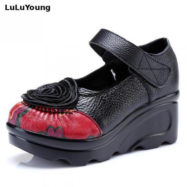 dress shoes female genuine leather single high heel platform for women flowers, Black
dress shoes female genuine leather single high heel platform for women flowers, Black