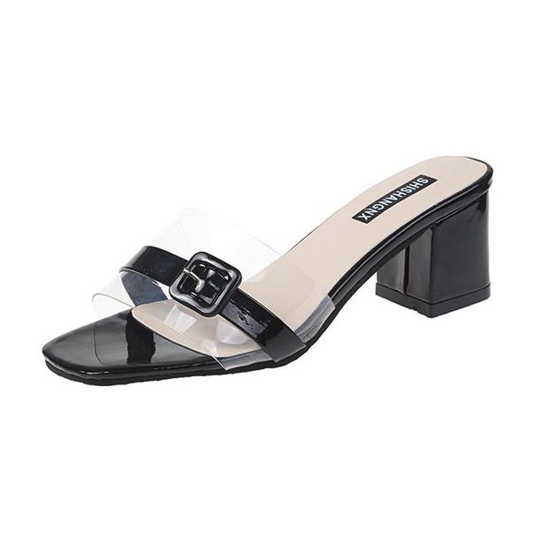 summer ladies shoes mules slippers women woman buckle square high heels clear transparent female slides, Black
summer ladies shoes mules slippers women woman buckle square high heels clear transparent female slides, Black