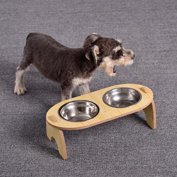 pet feeder dog bowl stainless steel cat container with wooden rack anti slip feeding dishes water bowls & feeders
pet feeder dog bowl stainless steel cat container with wooden rack anti slip feeding dishes water bowls & feeders