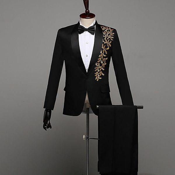men's suits & blazers 4 colors embroidery tuxedo slim male singer chorus dress host show po studio costume wedding groom clothing, White;black
men's suits & blazers 4 colors embroidery tuxedo slim male singer chorus dress host show po studio costume wedding groom clothing, White;black