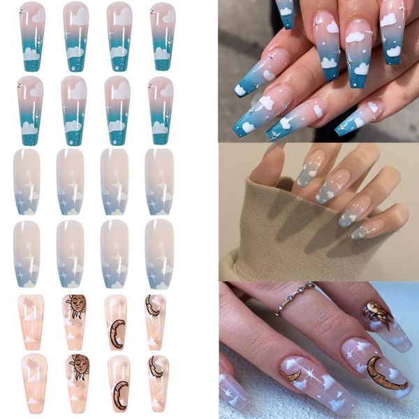 false nails 24pcs blue sky white clouds ballet armor long wearable coffin full cover fake women fashion nail tips manicure, Red;gold
false nails 24pcs blue sky white clouds ballet armor long wearable coffin full cover fake women fashion nail tips manicure, Red;gold
