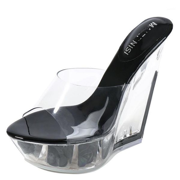 slippers 12cm high heel transparent crystal shoes thick bottom wedge sliding female models heels ladies1, Black
slippers 12cm high heel transparent crystal shoes thick bottom wedge sliding female models heels ladies1, Black