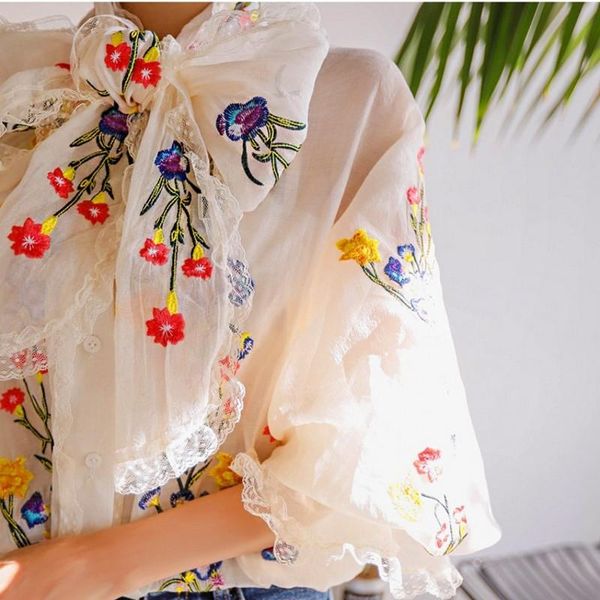 women blouse luxury embroidery floral blouses long lantern sleeve loose casual elegant ladies sweety big bows 2021 women's & shirts, White
women blouse luxury embroidery floral blouses long lantern sleeve loose casual elegant ladies sweety big bows 2021 women's & shirts, White