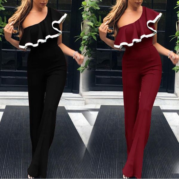 women's jumpsuits & rompers linglewei 2021 summer one shoulder ruffle side sleeve jumpsuit pants, Black;white
women's jumpsuits & rompers linglewei 2021 summer one shoulder ruffle side sleeve jumpsuit pants, Black;white