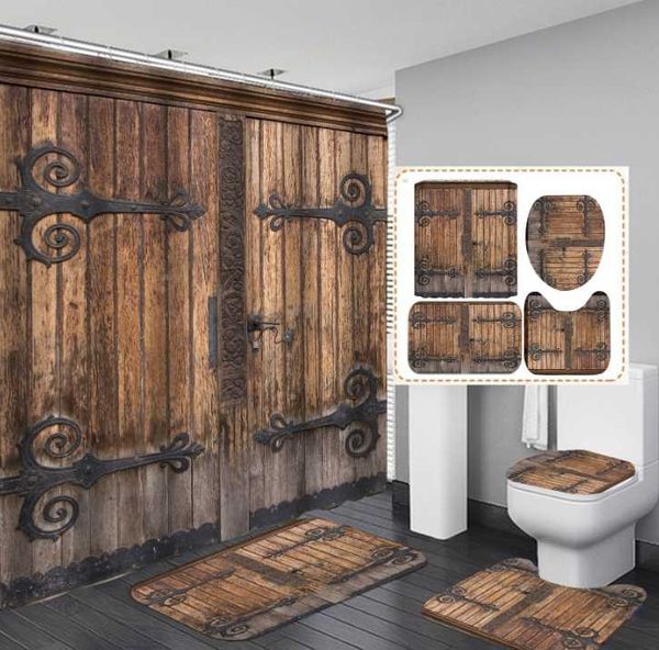 carpets medieval wooden door decoration waterproof shower curtain bath mat pedestal rug lid toilet cover bathroom 4pcs
carpets medieval wooden door decoration waterproof shower curtain bath mat pedestal rug lid toilet cover bathroom 4pcs