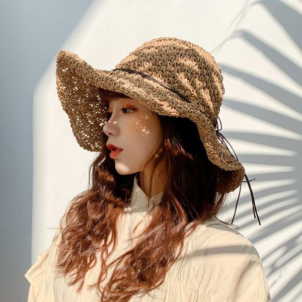 wide brim hats fashion straw hat female beach summer sun hollow foldable seaside big tide, Blue;gray
wide brim hats fashion straw hat female beach summer sun hollow foldable seaside big tide, Blue;gray
