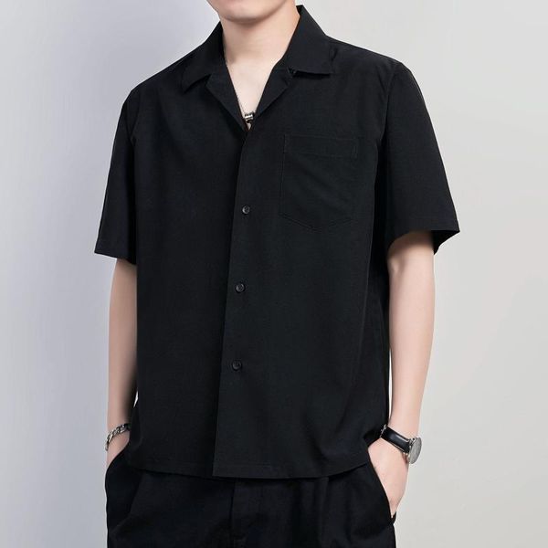 men's casual shirts short sleeve cuban collar shirt summer solid color harujuku for men korean clothes camisas para hombre white black
men's casual shirts short sleeve cuban collar shirt summer solid color harujuku for men korean clothes camisas para hombre white black