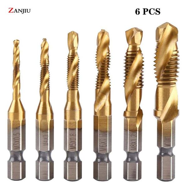 6pcs m3-m10 hex shank titanium plated 1/4in hss screw thread metric tap drill bits machine compound hand tools
6pcs m3-m10 hex shank titanium plated 1/4in hss screw thread metric tap drill bits machine compound hand tools