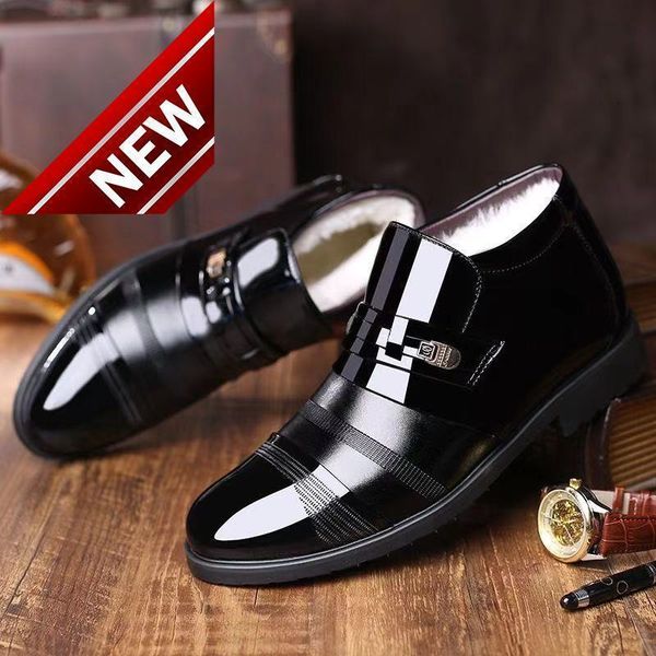 winter high plush warm men's patent leather business casual cotton shoes out of season, Black
winter high plush warm men's patent leather business casual cotton shoes out of season, Black