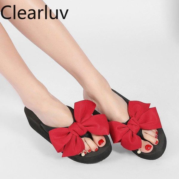style bowknot flip flops for ladies slope platform high heel outdoor beach soft-soled non-slip high-heeled slippers, Black
style bowknot flip flops for ladies slope platform high heel outdoor beach soft-soled non-slip high-heeled slippers, Black