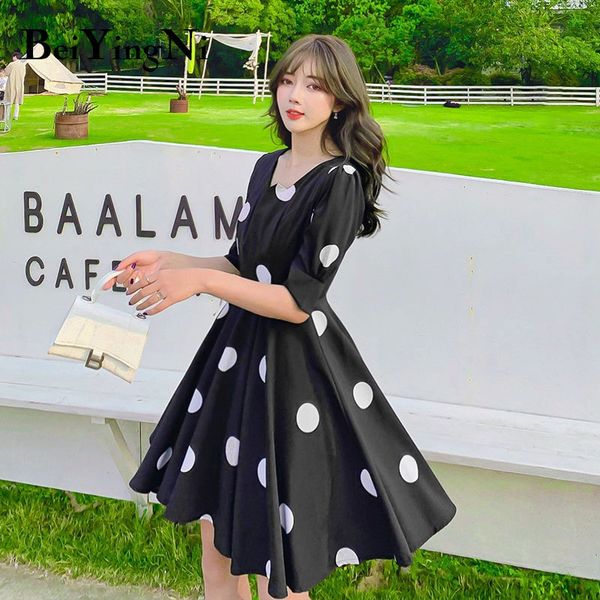 short sleeve women dress polka dot printed vintage retro elegant casual a line mini black korean streetwear robe 210427, Black;gray
short sleeve women dress polka dot printed vintage retro elegant casual a line mini black korean streetwear robe 210427, Black;gray