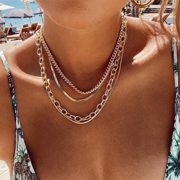 chains fashion vintage multi-layer thick chain necklace for women three layer clavicle choker necklaces party jewelry, Silver
chains fashion vintage multi-layer thick chain necklace for women three layer clavicle choker necklaces party jewelry, Silver