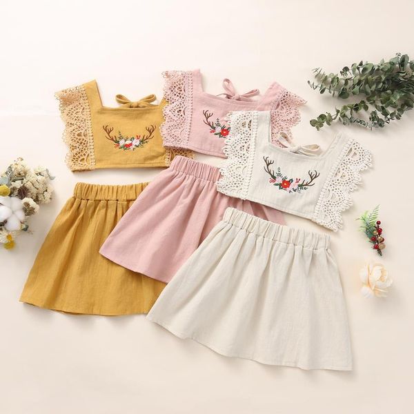 clothing sets casual girls summer sleeveless ruched embroidery flower t-shirts solid skirt toddler kids baby clothes 2pcs 6m-3y, White
clothing sets casual girls summer sleeveless ruched embroidery flower t-shirts solid skirt toddler kids baby clothes 2pcs 6m-3y, White