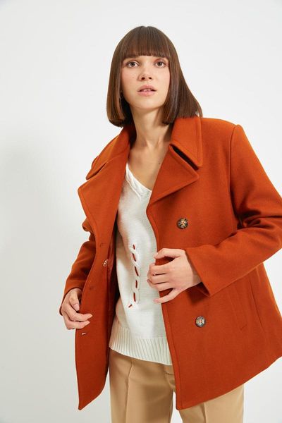 women's jackets trendyol button closure woolen stamp coat twoaw22kb0161, Black;brown
women's jackets trendyol button closure woolen stamp coat twoaw22kb0161, Black;brown