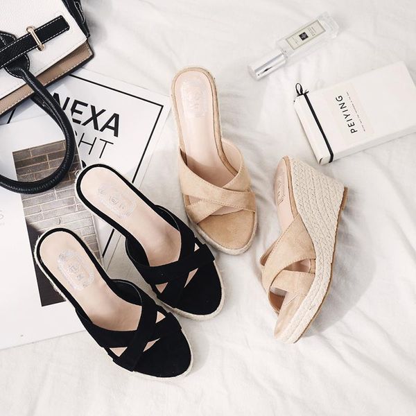 slippers wedge sandals for women 2021 comfortable luxury designer black fashion straw high heels non-slip chaussure femme
slippers wedge sandals for women 2021 comfortable luxury designer black fashion straw high heels non-slip chaussure femme