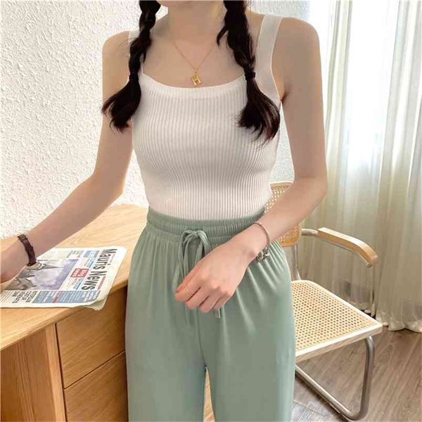 spring and summer knitted small sling women's solid color slim short vest women 210507, White
spring and summer knitted small sling women's solid color slim short vest women 210507, White