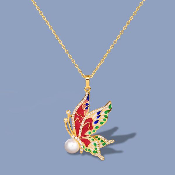 chains women's necklace color epoxy butterfly pendant inlaid pearl handmade enamel jewelry sweater chain, Silver
chains women's necklace color epoxy butterfly pendant inlaid pearl handmade enamel jewelry sweater chain, Silver