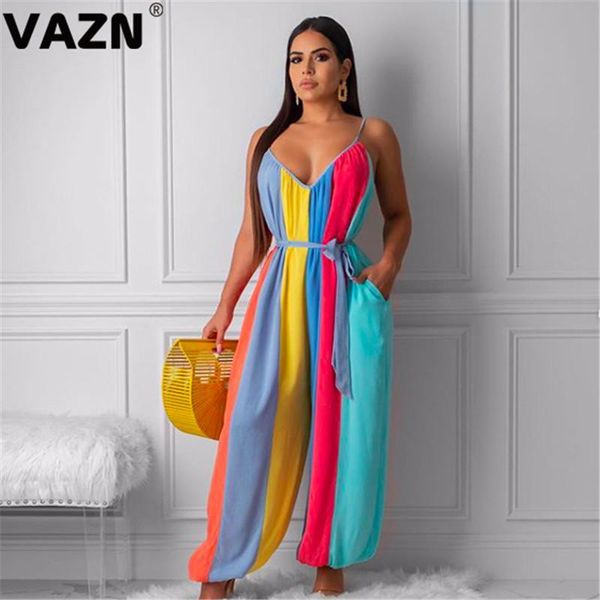 women's jumpsuits & rompers vazn 2021 summer colorful stripes long spaghetti strap v-neck sashes lantern pants jumpsuit lady holiday, Black;white
women's jumpsuits & rompers vazn 2021 summer colorful stripes long spaghetti strap v-neck sashes lantern pants jumpsuit lady holiday, Black;white