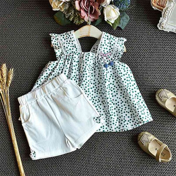 arrivals summer children sets sleeveless dot dresses white shorts cute 2pcs girls clothes 2-7t 210629
arrivals summer children sets sleeveless dot dresses white shorts cute 2pcs girls clothes 2-7t 210629