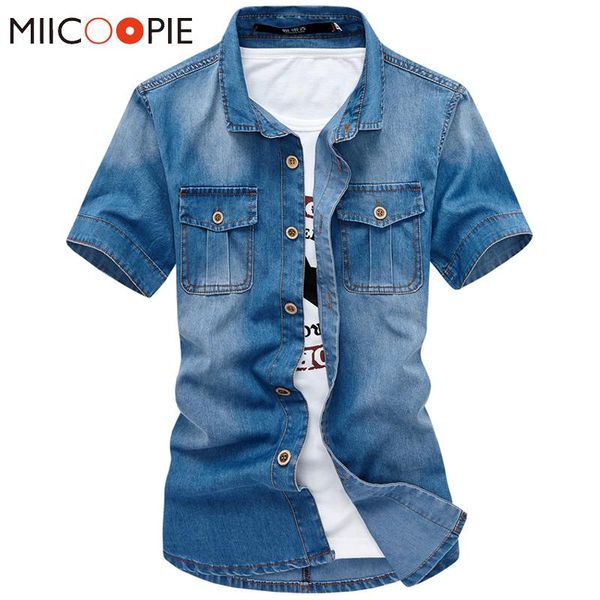 men's casual shirts summer brand short sleeve denim shirt men dress lapel double pocket button up slim fit mens jeans chemise homme, White;black
men's casual shirts summer brand short sleeve denim shirt men dress lapel double pocket button up slim fit mens jeans chemise homme, White;black