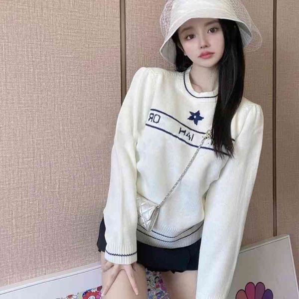 d home knitwear female autumn and winter five pointed star color contrast letter thin wool blended knitting long sleeve sweater top, White
d home knitwear female autumn and winter five pointed star color contrast letter thin wool blended knitting long sleeve sweater top, White