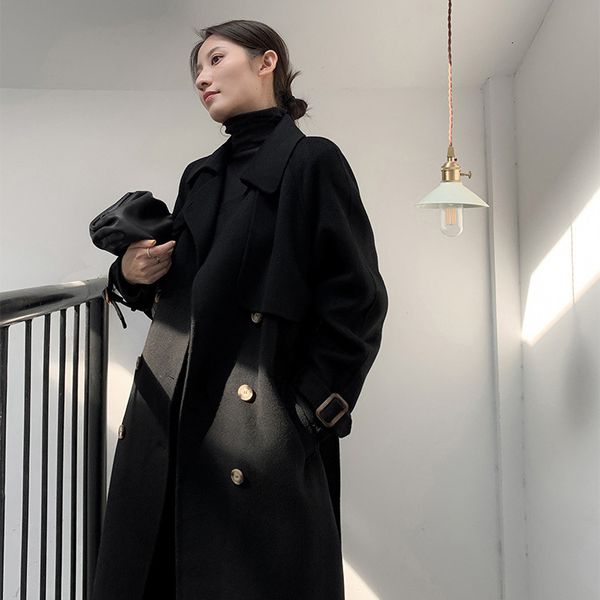 blends black wool coat vintage women's lady from the thick woolen coats elegant jacket outwear
blends black wool coat vintage women's lady from the thick woolen coats elegant jacket outwear