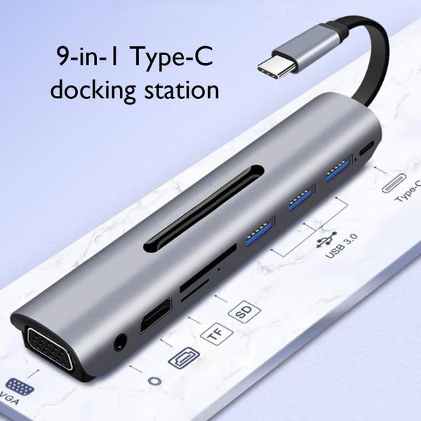 hubs portable 9 in 1 usb 3.0 ports type-c hub pd splitter aluminum alloy computer adapter extend hard disk for laptop
hubs portable 9 in 1 usb 3.0 ports type-c hub pd splitter aluminum alloy computer adapter extend hard disk for laptop