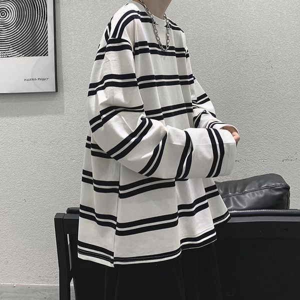 men's t-shirts autumn casual striped t-shirt oversize loose style simple bottoming clothing hip-hop harajuku funny white streetwear, White;black
men's t-shirts autumn casual striped t-shirt oversize loose style simple bottoming clothing hip-hop harajuku funny white streetwear, White;black