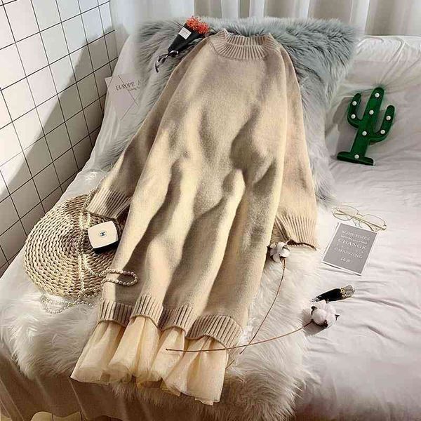casual dresses autumn sweater for women mesh stitching fake two-piece loose thick o-neck long sleeve woman 2d1q, Black;gray
casual dresses autumn sweater for women mesh stitching fake two-piece loose thick o-neck long sleeve woman 2d1q, Black;gray