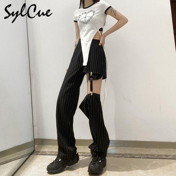 women's pants & capris sylcue 2021 punk style trousers clothing party street leg hollow stitching striped graphic hip-hop female, Black;white
women's pants & capris sylcue 2021 punk style trousers clothing party street leg hollow stitching striped graphic hip-hop female, Black;white